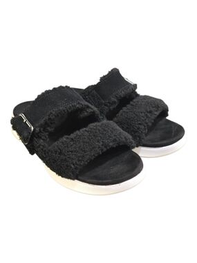 Koolaburra by UGG Pasea Faux Fur Buckle Slide Sandals Women's Size 8